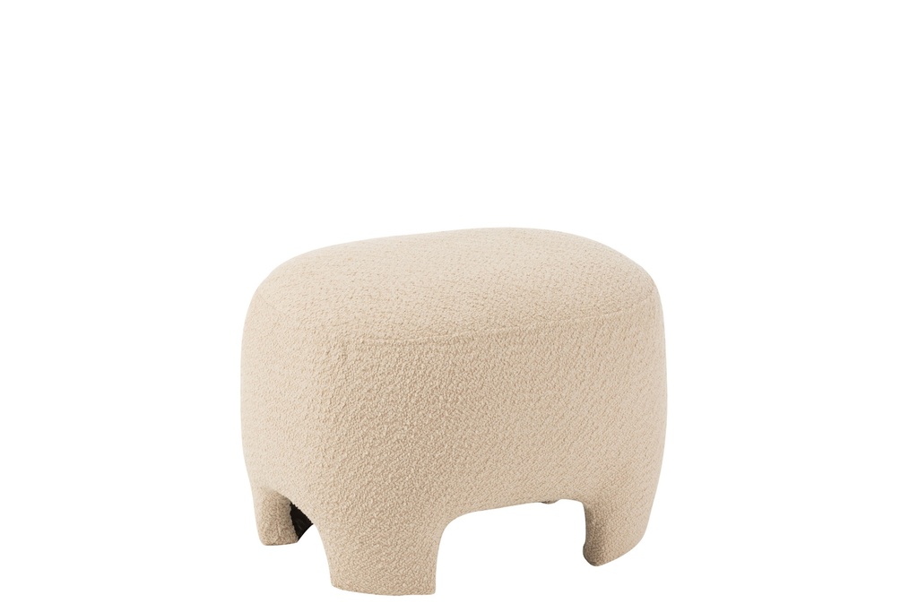 Pouf Knitted Textile/Wood White