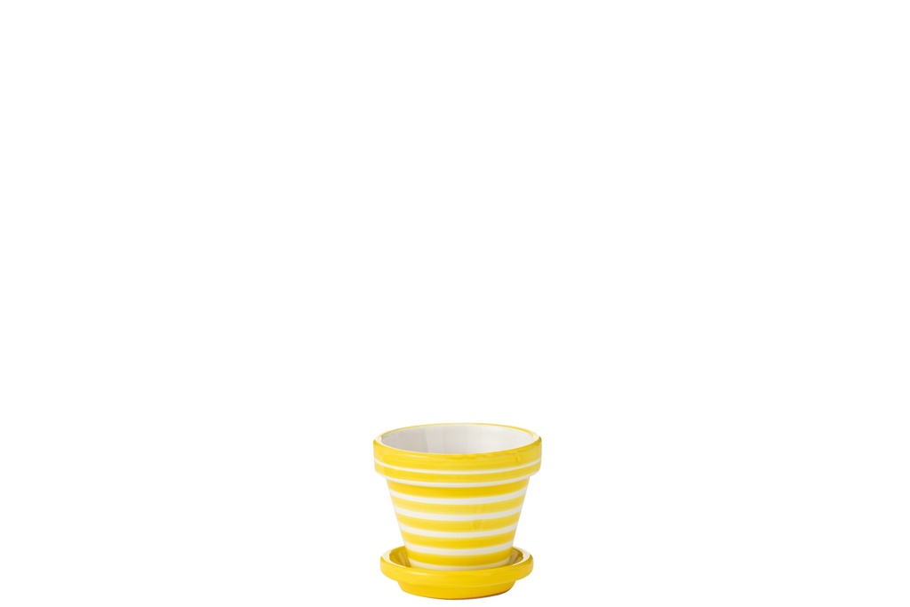 Flowerpot+Plate Granada Stripes Handmade/Handpainted Ceramic