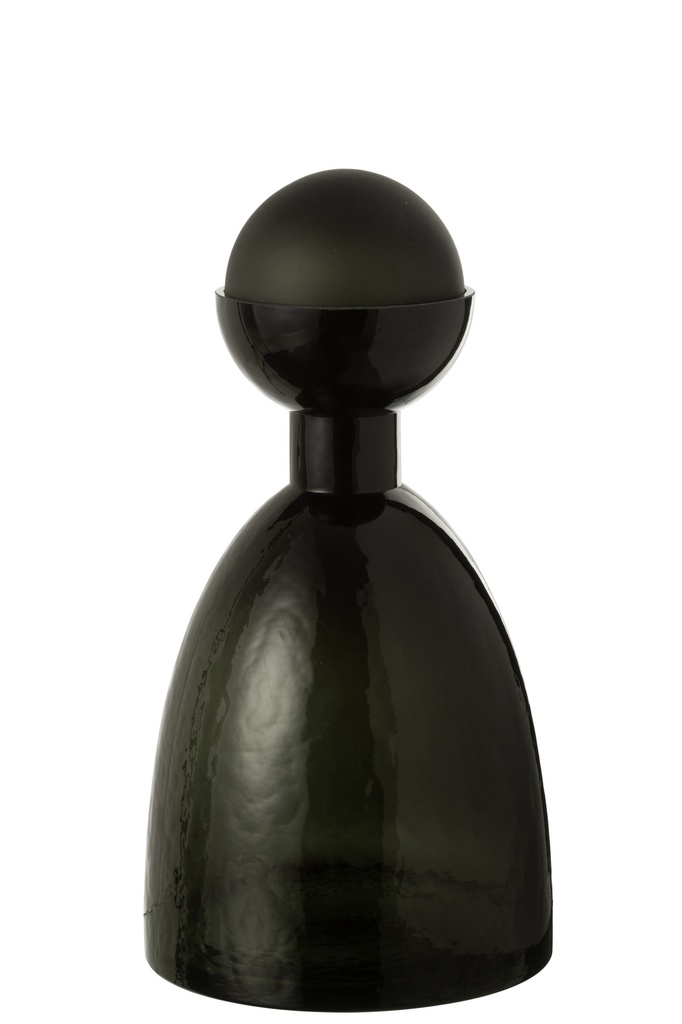 Vase Bouteille + Bouchon Adria Verre Foncé