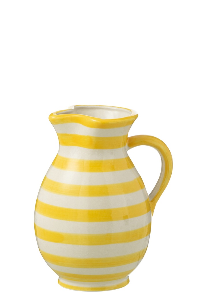 Pitcher Granada Stripes Ceramic White/Yellow