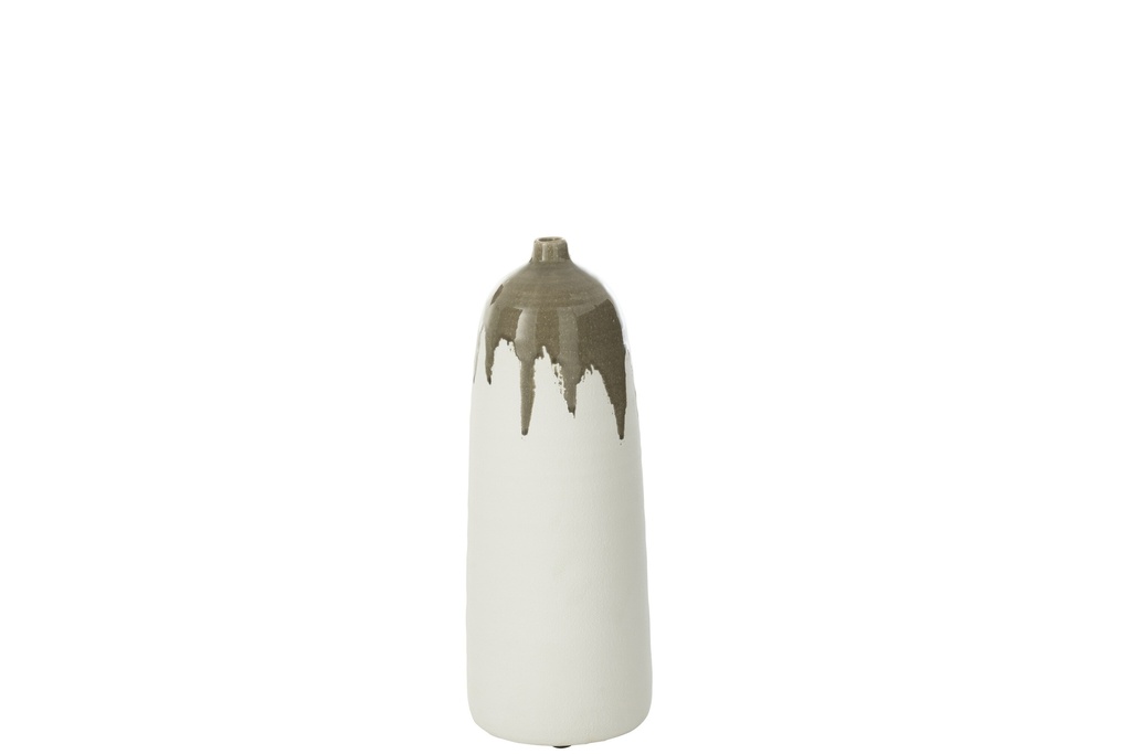 Vase Olea Bouteille Vert Olive/Blanc