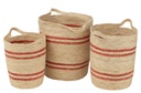 Set Of 3 Basket Stripes+Handle Corn