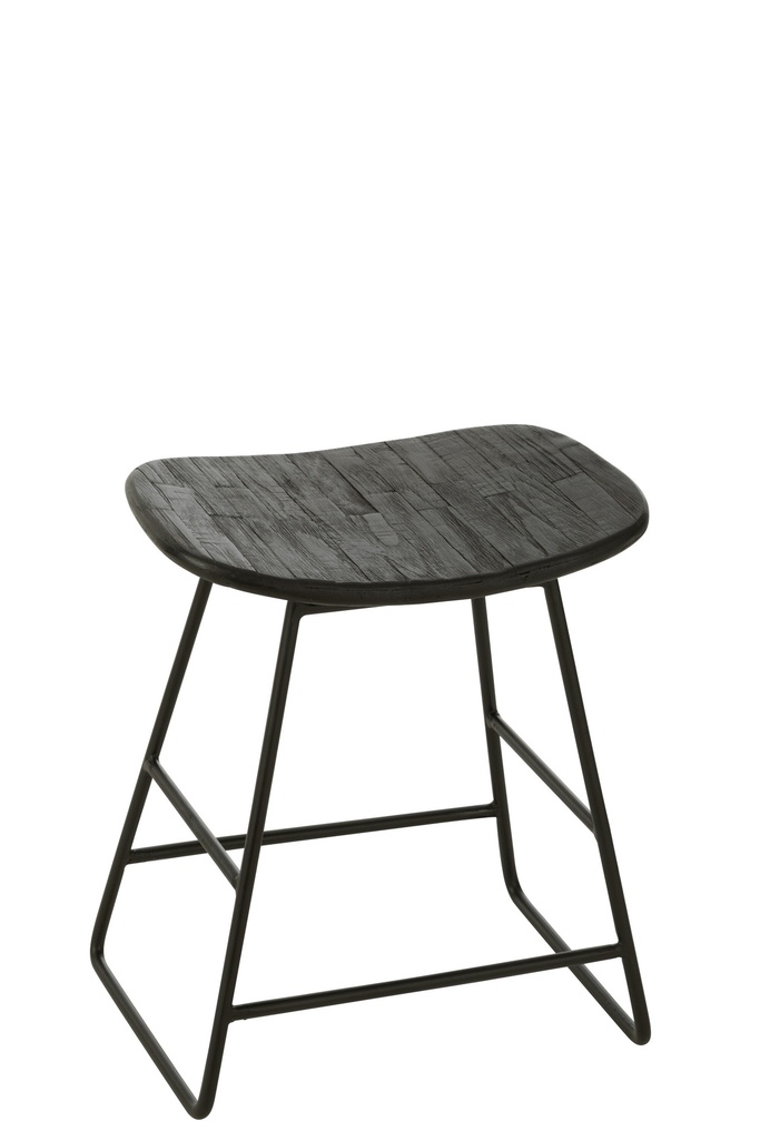 Tabouret Rectangulaire Recyclé Teck Noir