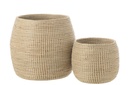 Lot de 2 paniers en jonc de mer/plastique naturel/blanc