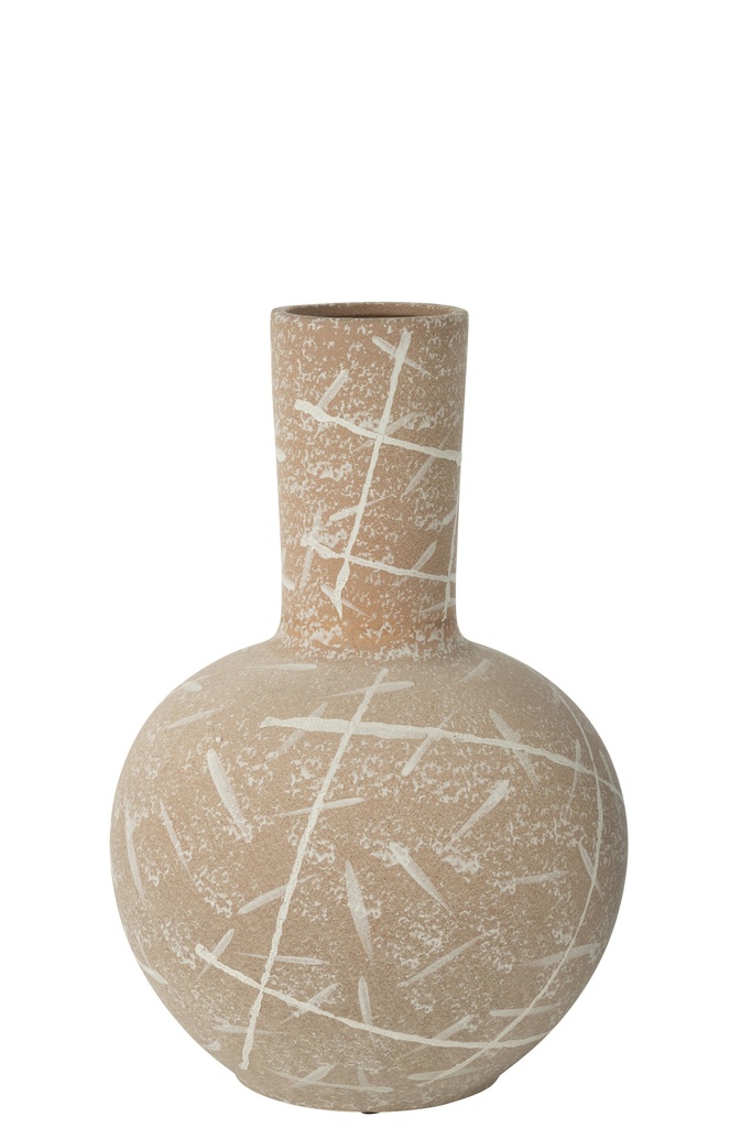 Vase Dune Globe Grès Beige/Blanc