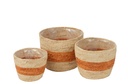 Lot de 3 paniers à rayures en maïs