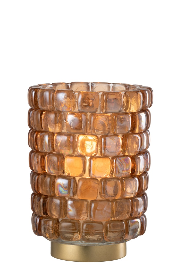 Hurricane Square Mosaic Glass Cognac