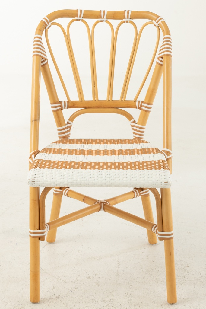 Chaise de salle à manger en rotin beige/blanc