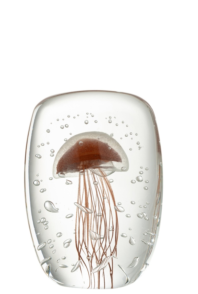 Paperweight Calypso Square Glass Transparent/Red