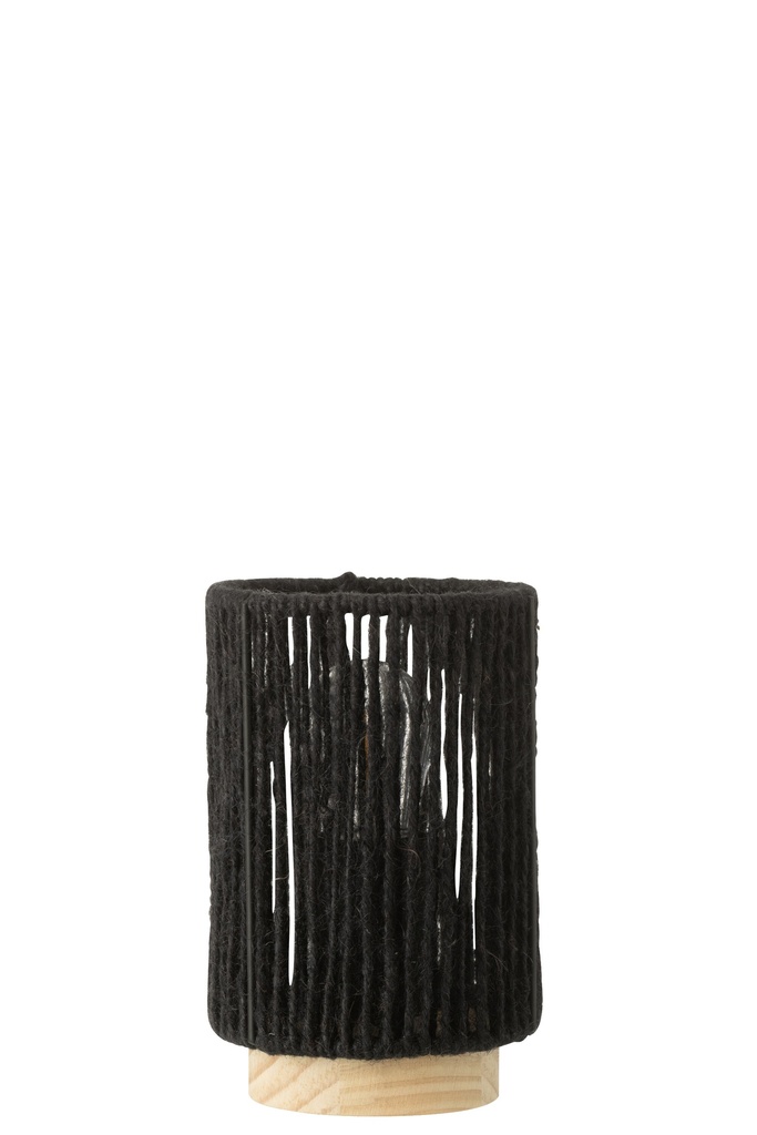Lampe de table LED cylindrique en métal/coton