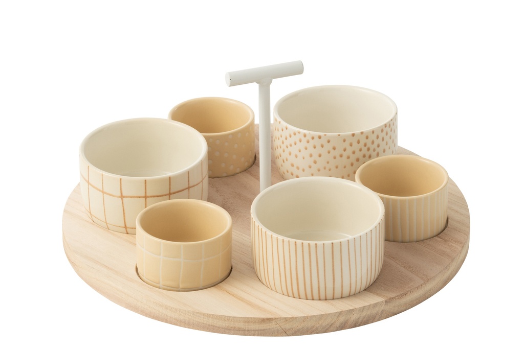 Tapas Service 6 Sets+Wood Tray