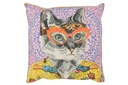 Oreiller Chat Popart Mélange Polyester/Lin
