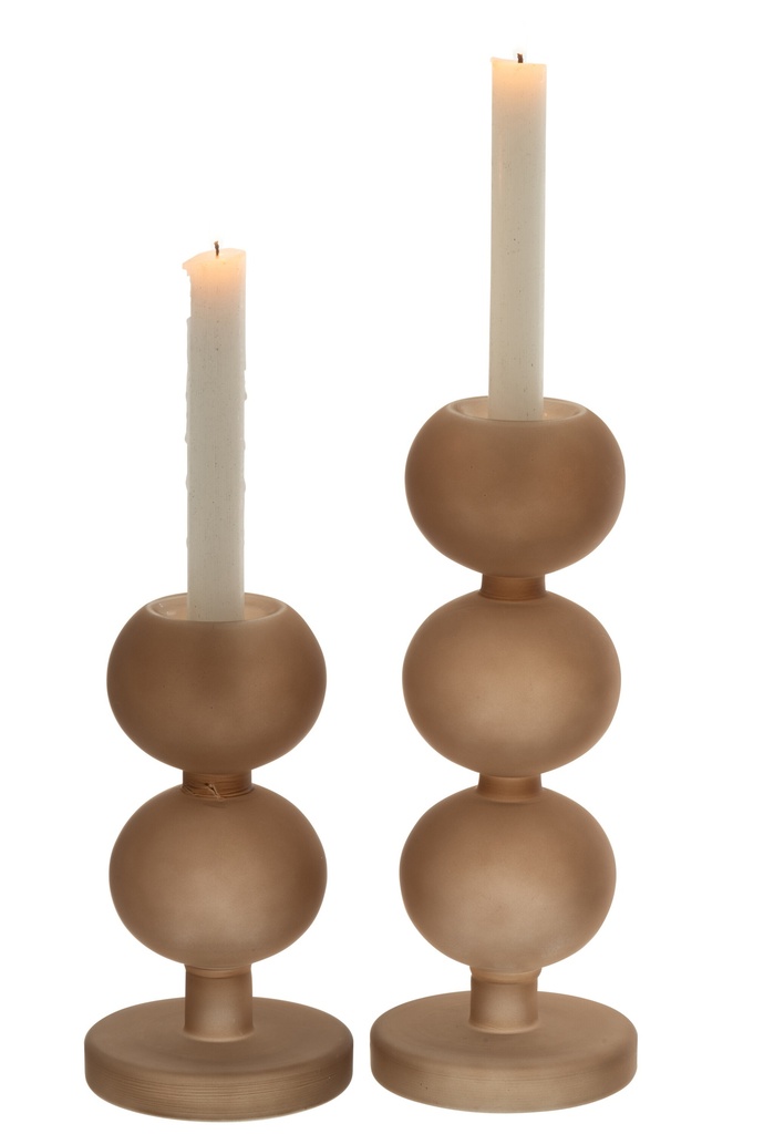 Lot de 2 bougeoirs en verre Malik