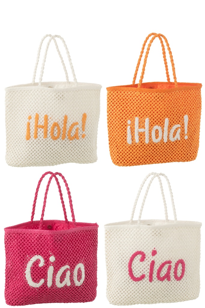 Tote Bag Ciao/Hola Paper White/Pink/Orange