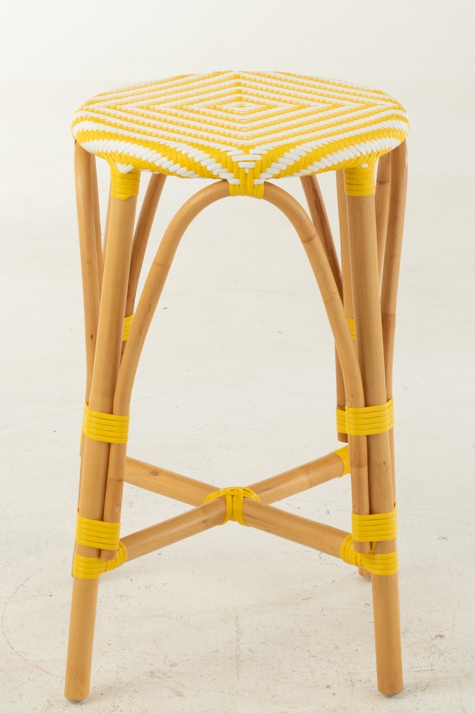 Stool Rattan Yellow/White Large