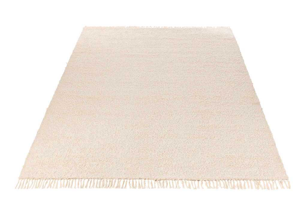 Tapis Rectangle+Franges Coton/Polyester Crème