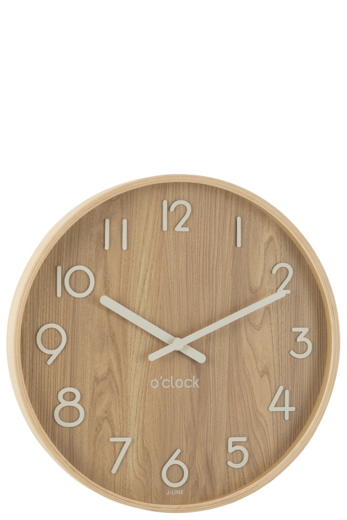 Horloge murale en contreplaqué/MDF naturel grande taille