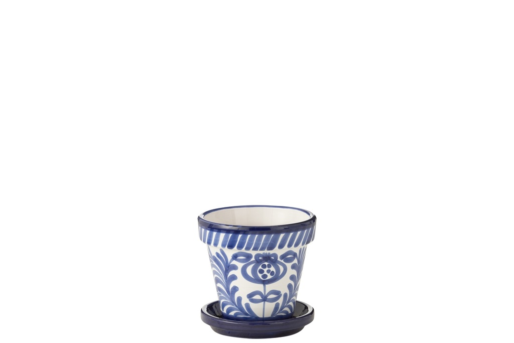 Flowerpot+Plate Granada Handmade/Handpainted Ceramic Cobalto