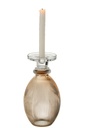 Candleholder/Vase Malik Round Glass Taupe/Transparent