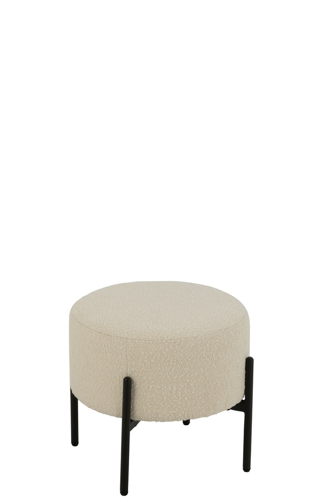 Tabouret Boucle Contreplaqué/Polyester Blanc/Noir