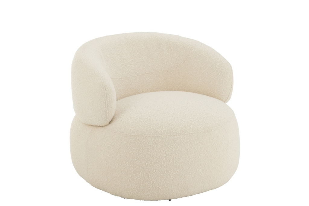 Fauteuil Pivotant Rond Mousse Écru