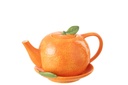 Teapot + Plate Orange Dolomite