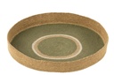 Plateau Rond+Cercles Jonc de Mer Vert/Naturel