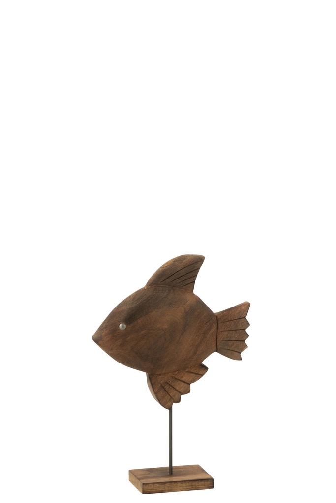 Décoration Poisson Bois de manguier/Métal Marron/Noir