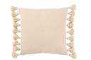 Coussin Pompon Coton Carré Pêche