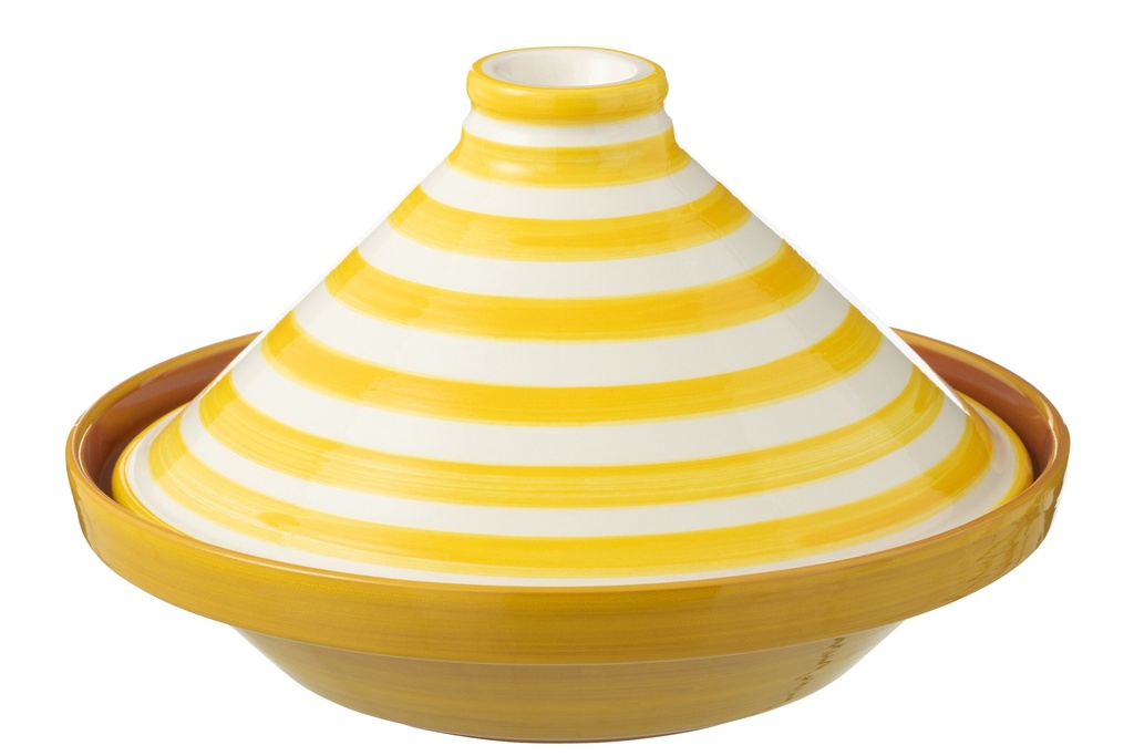 Tagine Granada Stripes Ceramic White/Yellow