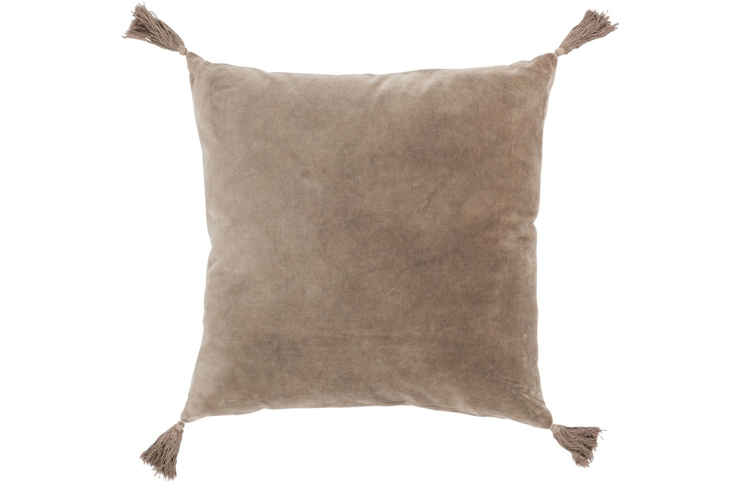 Cushion Tassel Cotton Velvet Brown