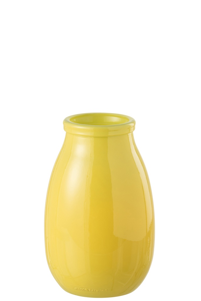 Vase en verre jaune grand
