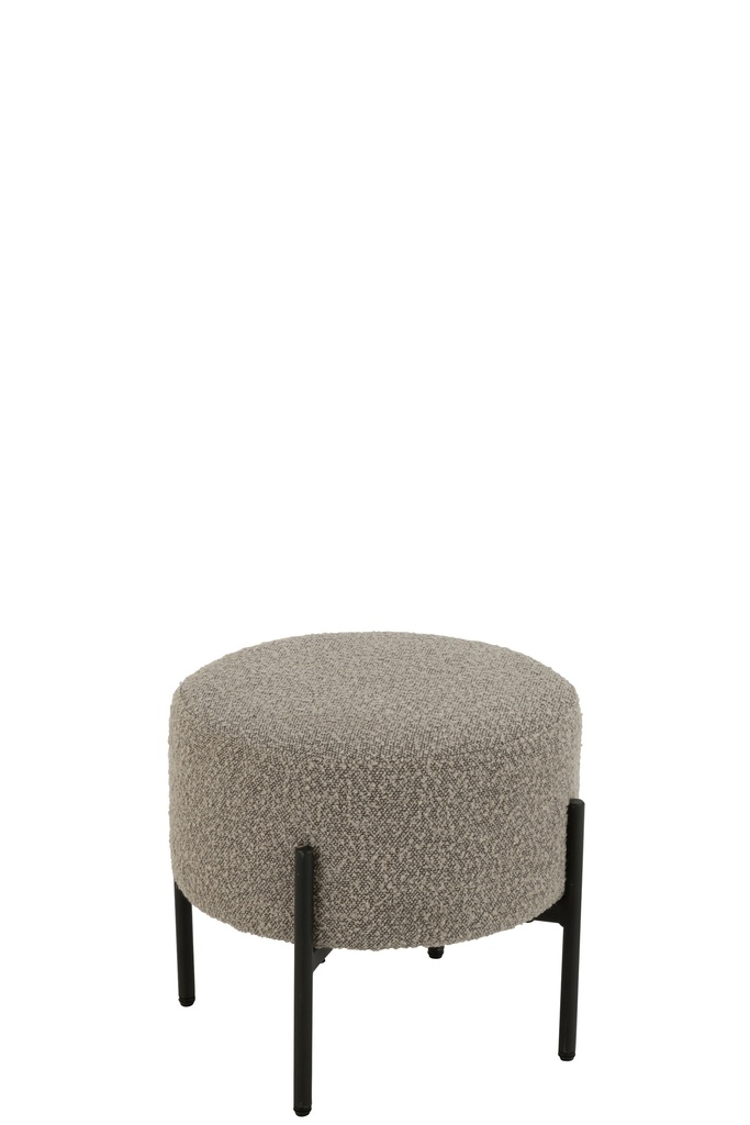 Tabouret Boucle Contreplaqué/Polyester Gris/Noir