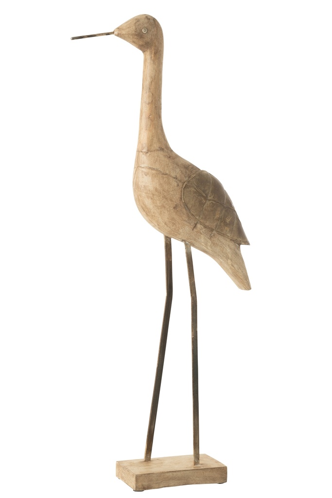 Décoration Oiseau Bois de Manguier/Métal Beige/Noir