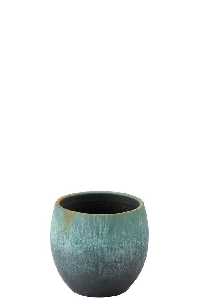 Pot de fleurs vintage en céramique bleu azur