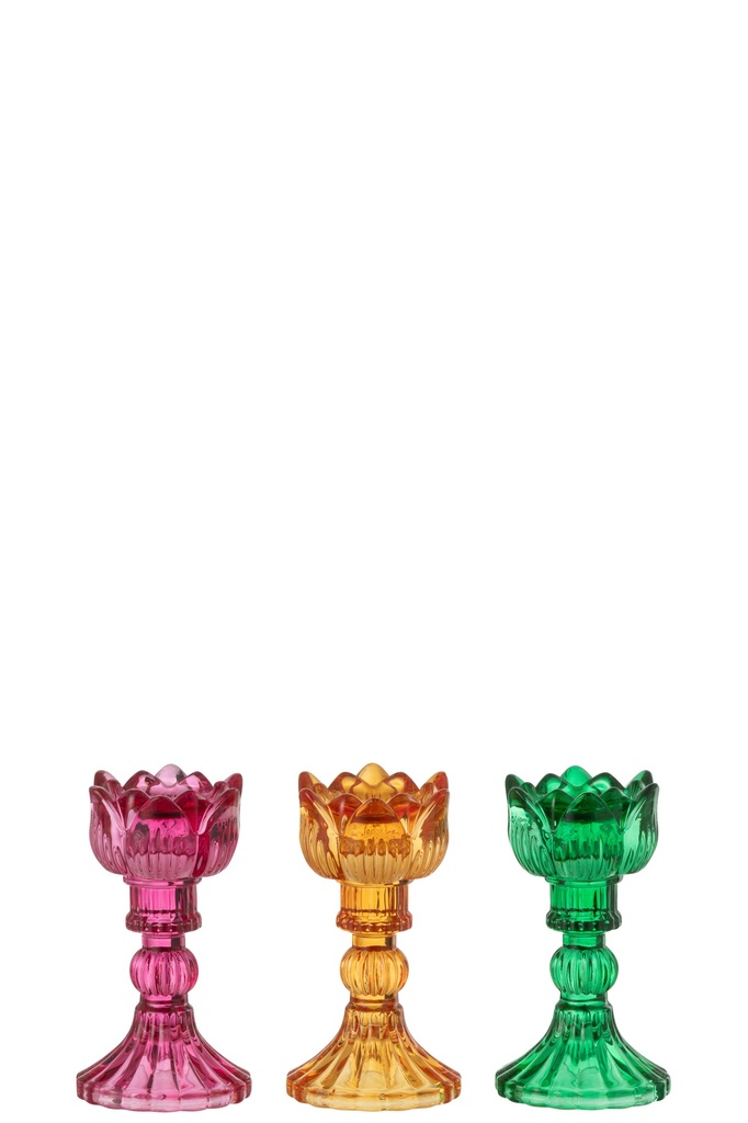 Candle Holder Rose Glass Mix