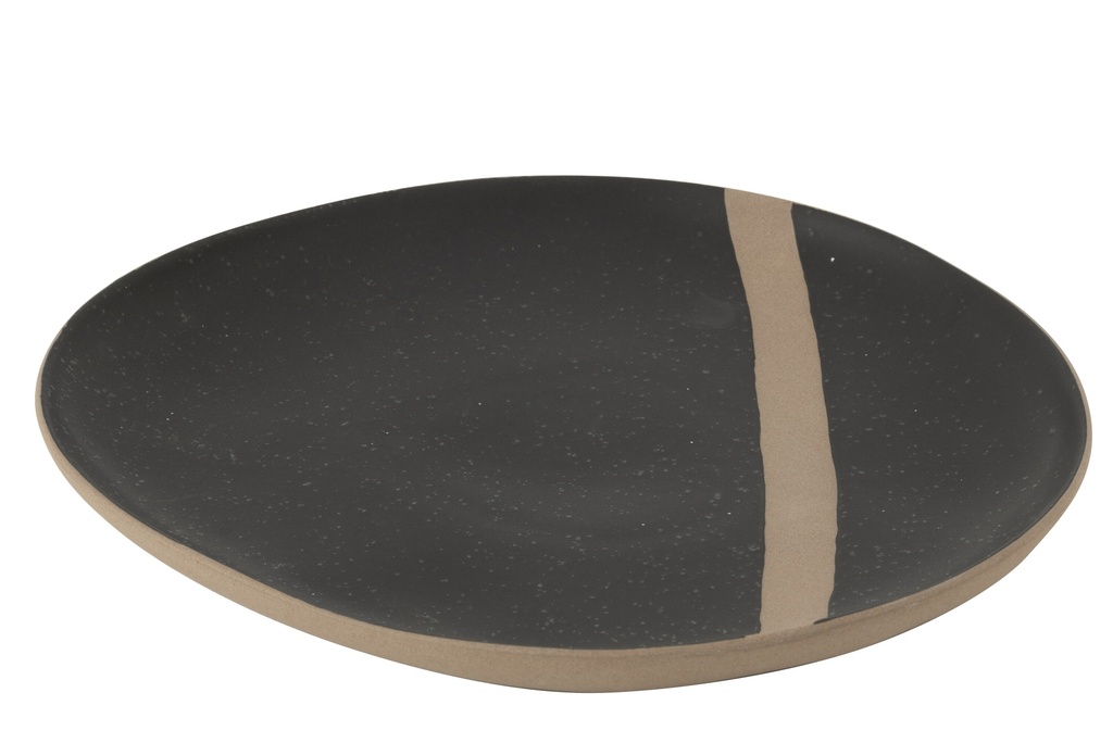 Assiette en céramique noire/taupe grande