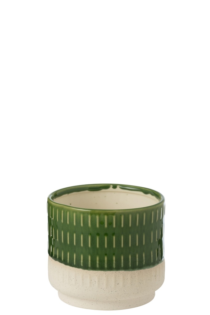 Pot de fleurs Reya Porcelaine Blanc/Vert