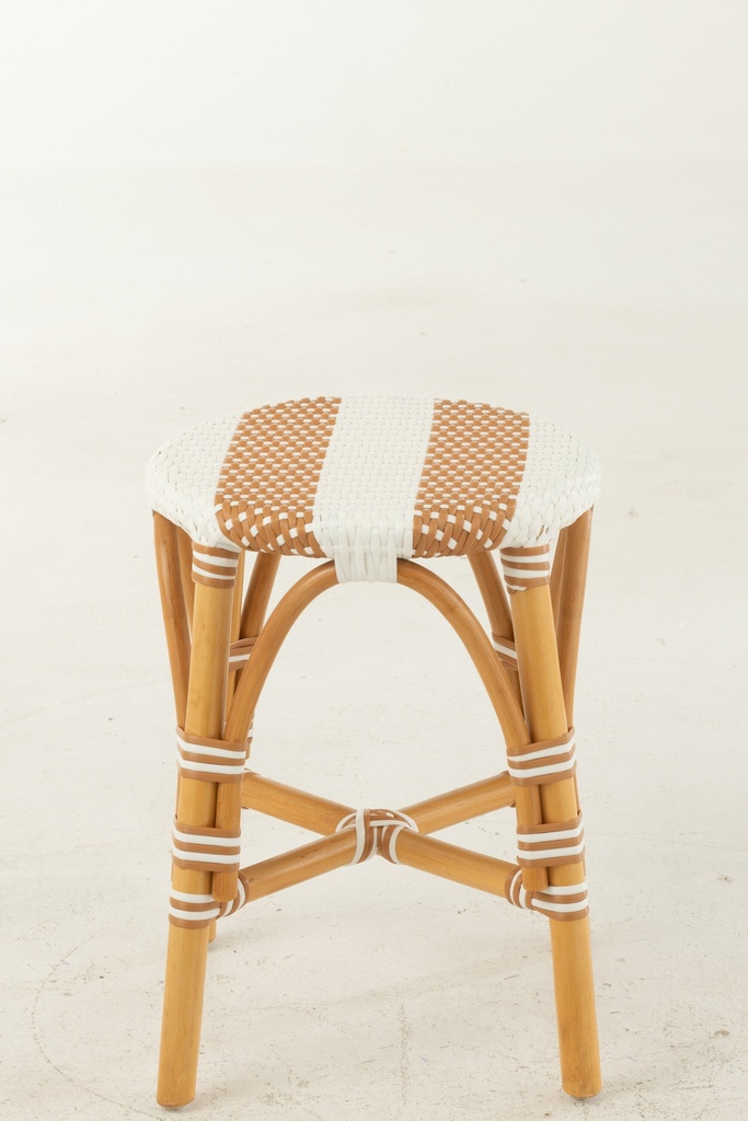 Tabouret en rotin beige/blanc petit
