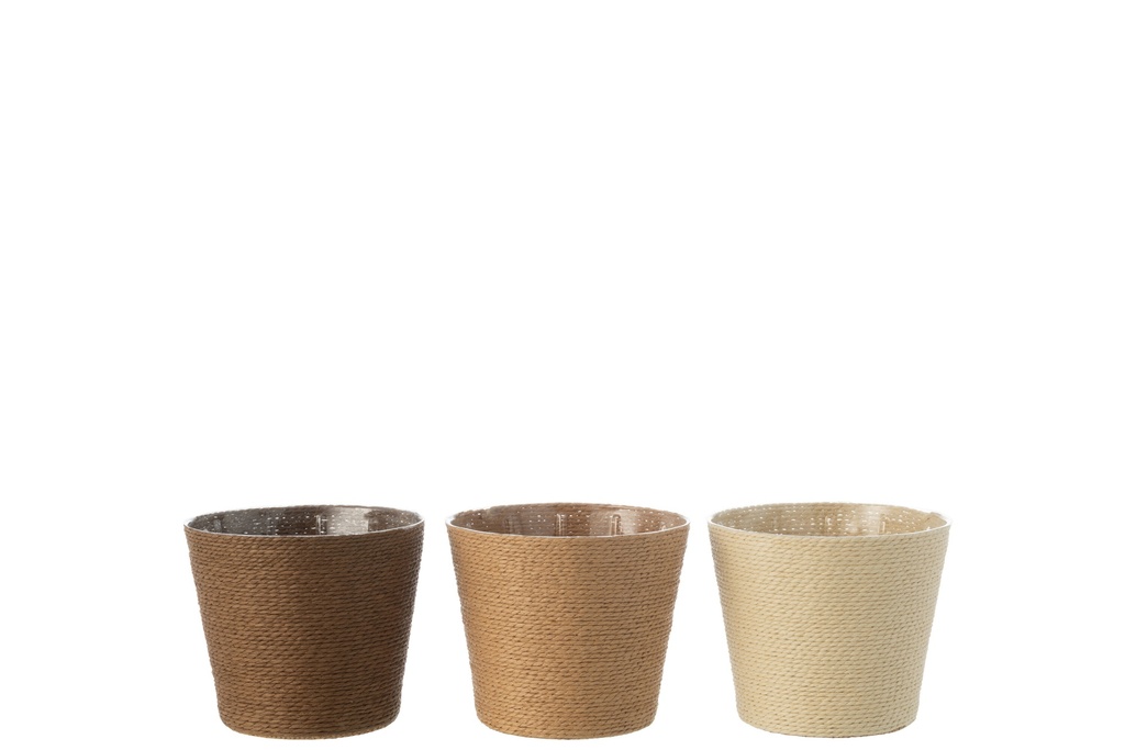Cordes pour pots de fleurs en papier/PET Crème/Naturel/Marron Moyen