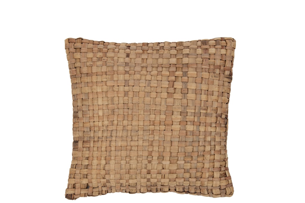 Coussin carré 1 face en roseau/textile