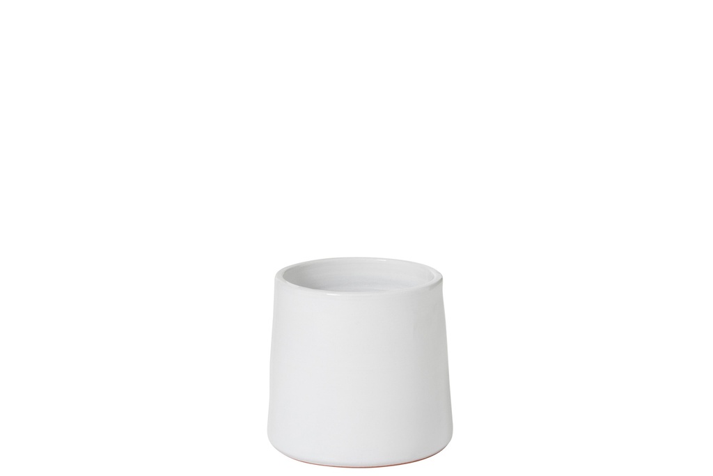 Flower Pot Round Ceramic White