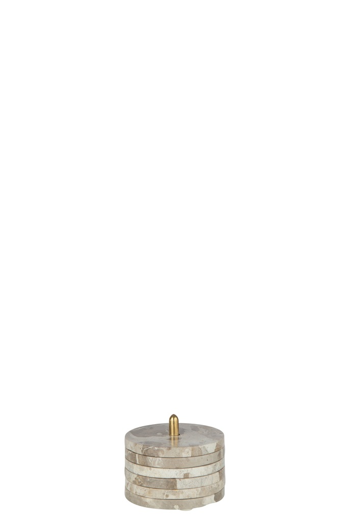 Lot de 5 sous-verres + socle rond en marbre