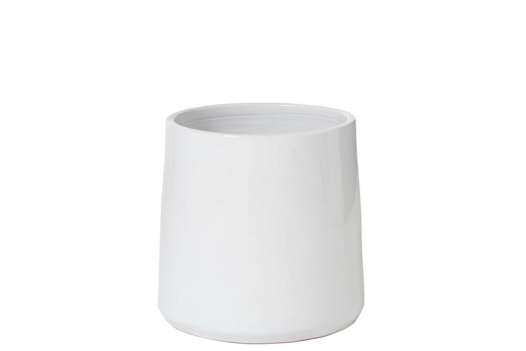 Flower Pot Round Ceramic White