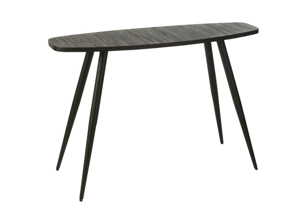 Console Ovale Recyclée Teck Noir