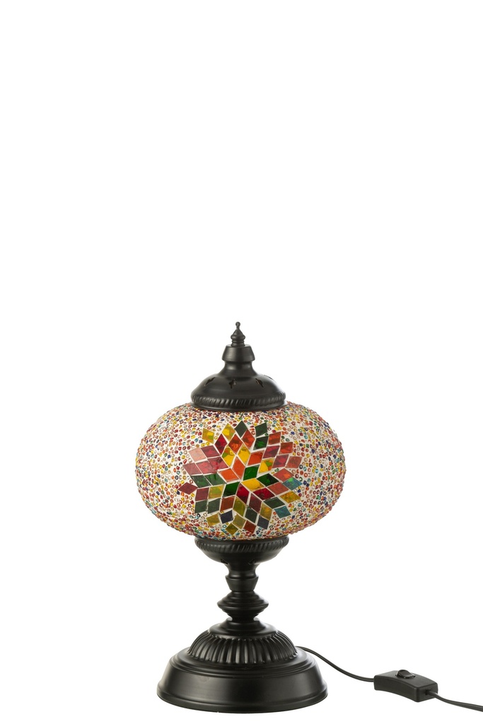Lampe de table mosaïque verre/métal orange