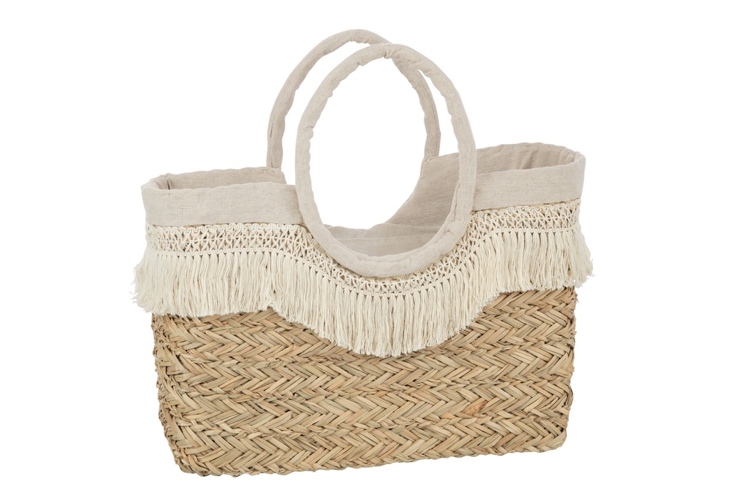 Beach Bag Fringes Braided Seagrass
