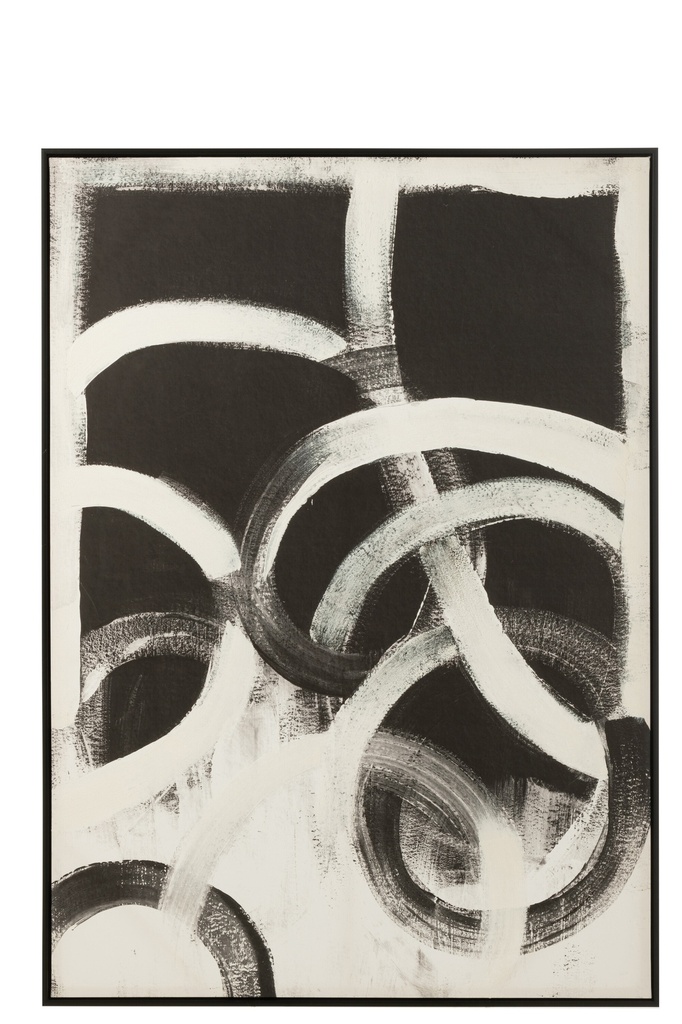 Décoration murale abstraite sur toile/polyester noir/blanc