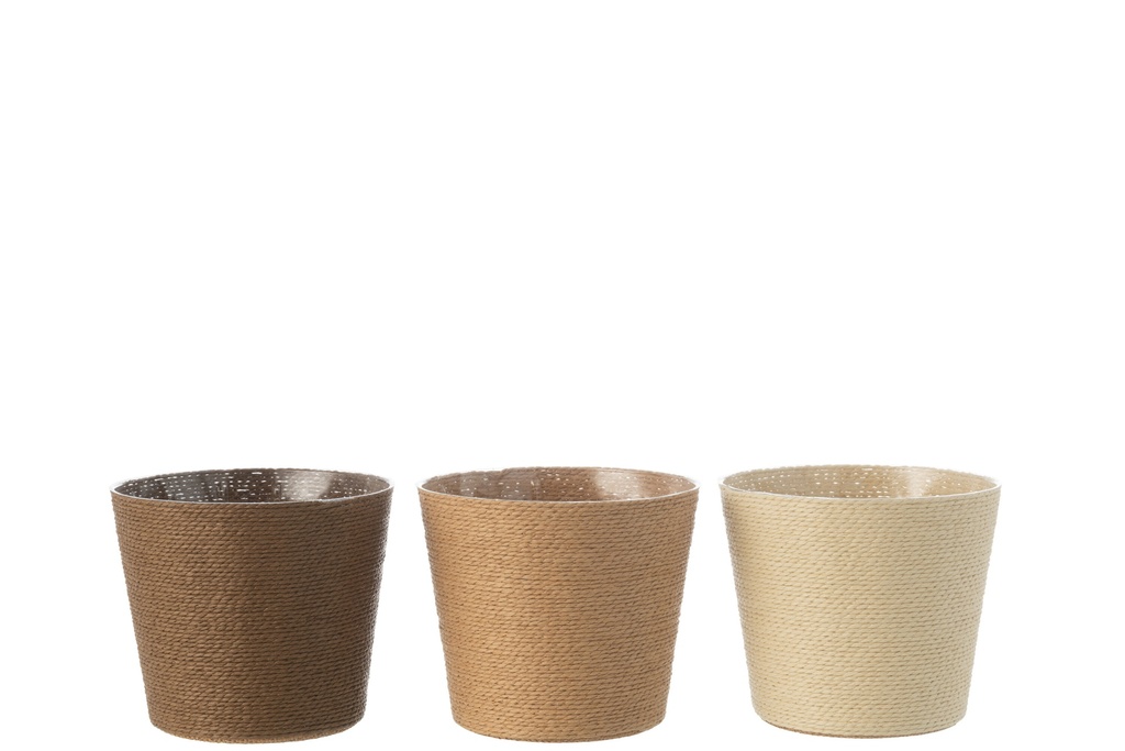 Flowerpot Ropes Paper/PET Cream/Natural/Brown Large
