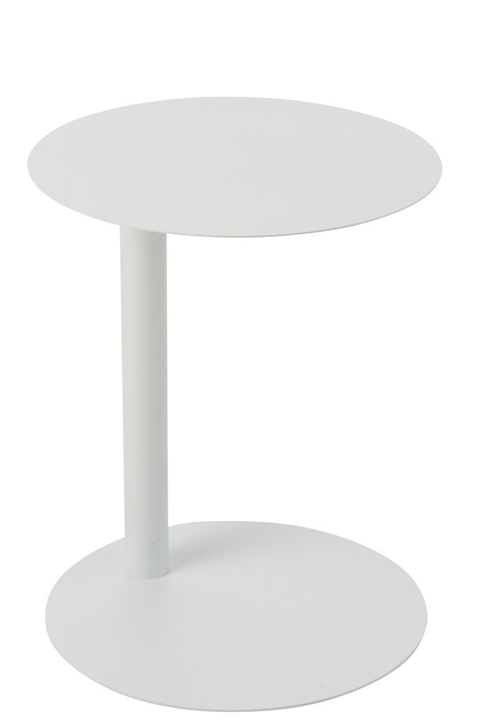 Table d'appoint ronde en métal blanc